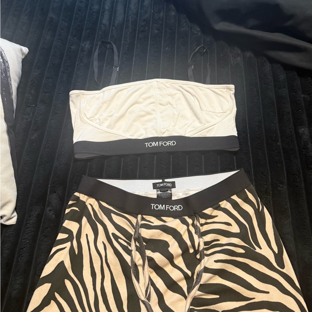 Tom Ford Cream and Black Zebra Print Lingerie Set